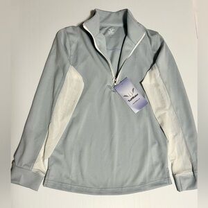 Girl Light Blue and White Quarter-Zip Pullover